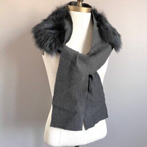 Custom Made Gray Fur Collar Tie Scarf